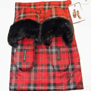Victoria's Secret Signature Satin House Shoes Slippers Red/Black Plaid M 7-8 - Picture 1 of 4