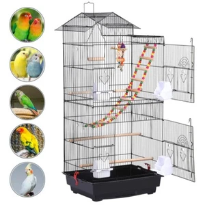 39''H Roof Top Large Bird Cage Parrot Cockatiel Conure Parakeet Bird Cage w/Toys - Picture 1 of 17