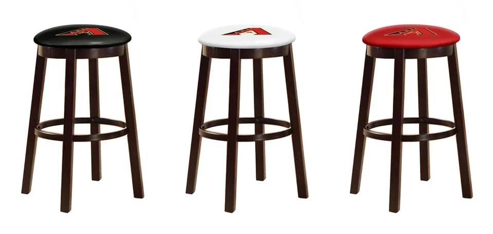 MLB Bar Stool 24" or 28" Espresso Wood w/Colored Vinyl Baseball Team Logo Swivel - Image 1 of 1