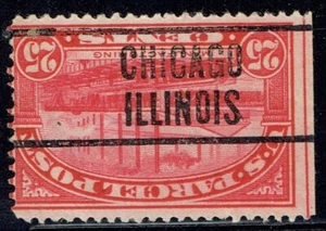 1913 25c PARCIAL POST w/INV precancel f/ CHICAGO IL (Q9-LT-6E) Scarce denom!! - Picture 1 of 1