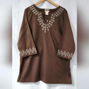 Tunica donna Toffee Apple nuova con etichetta Horse Bit taglia XXL marrone con equitazione avorio - Foto 1 di 7