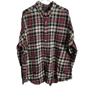 Polo vintage Ralph Lauren uomo abbottonata vestibilità classica XXL Stewart tartan flanella - Foto 1 di 7