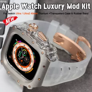 For Apple Watch 10 46mm Ultra 49mm Titanium+Transparent Case Rubber Band 44/45mm - Picture 1 of 26