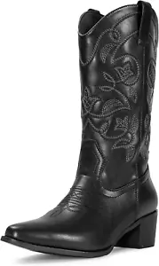 Cowboy Boots for Women Pointy Toe Women'S Western Boots Cowgirl Boots Mid Calf B - Picture 1 of 7