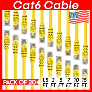 20 x Cat 6 Patchkabel gelb Cat6 Kabel Ethernet RJ45 Stecker Internetkabel - Bild 1 von 11