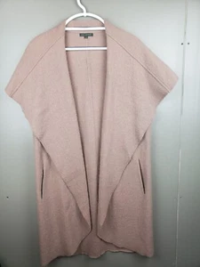 For Cynthia Tan Open Cardigan Womens Size Large Pockets 100% Wool Sleeveless - Picture 1 of 11