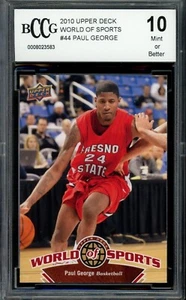 Upper Deck Paul George #44 2010 World of Sports novato BCCG 10 como nuevo estado fresco - Imagen 1 de 3