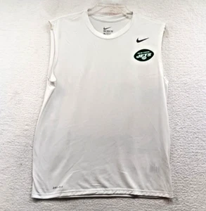 NEW YORK JETS Nike Sleeveless T-Shirt Large White NYJ Tee Dri-Fit - Picture 1 of 8