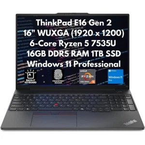 New Lenovo ThinkPad E16 Gen 2 16" FHD+ Ryzen 5 7535U 16GB 1TB SSD CAM FPR W11P - Picture 1 of 13