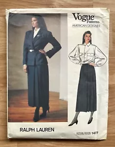 VOGUE American Designer Ralph Lauren Pattern 1477 Sz 12 Jacket Skirt Suit UNCUT - Picture 1 of 2