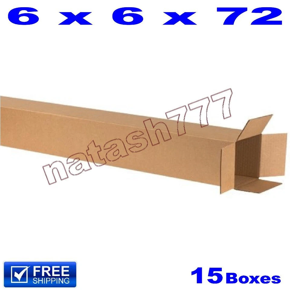 15 - 6x6x72 Cardboard Boxes 32ECT Mailing Packing Shipping Corrugated Carton - Image 1 of 1