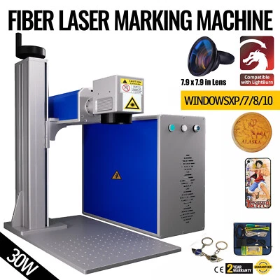 SDKEHUI 30W Raycus Fiber Laser Marking Machine 7.9''x7.9'' Metal Marker Engraver EzCad2