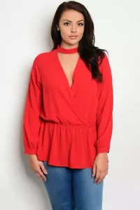 Blusa túnica roja para mujer talla grande - Imagen 1 de 2