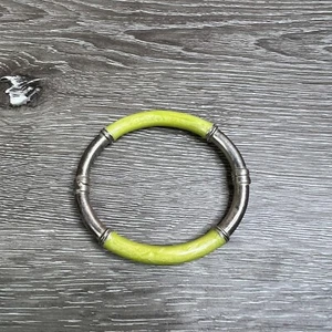 Stunning Vintage Milor Italy Sterling 925 Lime Green Enamel Bangle Bracelet - Picture 1 of 9