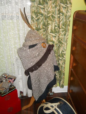 Sombrero de tweed Frank Olive años 70 ¡con plumas y envoltura a juego! ¡Fabuloso de alta costura! Foto 1 de 4