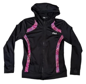 FILA Sport Performance Running Jacket Full Zip Hoodie Black Womens Size Large - Picture 1 of 19