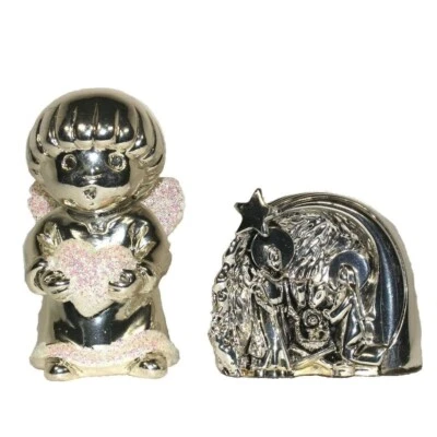 Statuette natalizie in metallo argentato con certificato di garanzia - Immagine 1 di 4