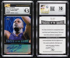 2012-13 Leaf Metal Faces of the Game Holo Blue /25 Shaquille O'Neal CSG 9.5 Auto