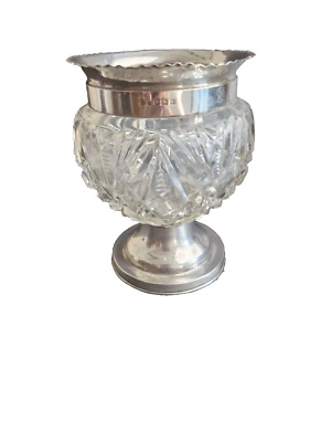 Jarrón rosa antiguo montado en cristal y plata talla B 1906 Arthur W Pennington Foto 1 de 4