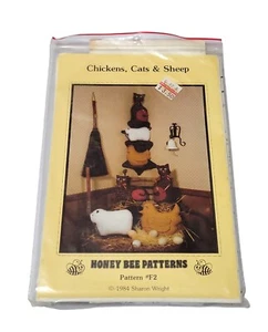 Vtg Honey Bee Sewing Pattern Chicken Cats & Sheep Pattern F2 - Picture 1 of 1