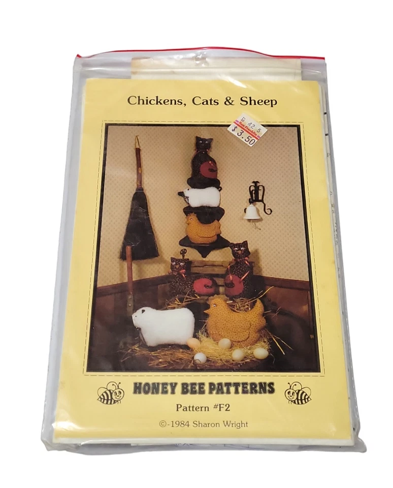 Vtg Honey Bee Sewing Pattern Chicken Cats & Sheep  Pattern F2 - Image 1 of 1