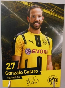 Borussia Dortmund Autogrammkarte Gonzalo Castro Saison 2016/2017 Faksimile FP346 - Bild 1 von 2