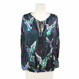 Custo Barcelona Top Womens 4 Silk Bird Print Blouse Gathered Hems Unique Print - Picture 1 of 7