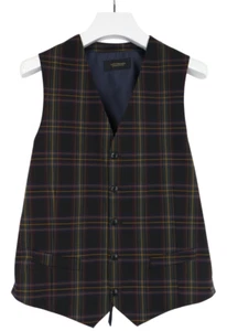 SCOTCH & SODA Waistcoat Men's XL Plaid Multicolor Single Breasted Stretched - Picture 1 of 9