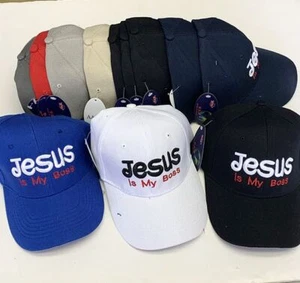 Jesus Hat Cap Unisex Adjustable One Size Fits All "Jesus Is My Boss" - Picture 1 of 8
