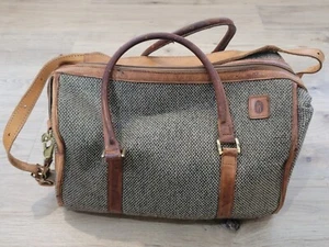Vintage HARTMANN Tweed & Leather Luggage Travel Bag Overnight 14x9 Duffel READ!! - Picture 1 of 18