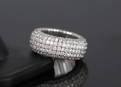 $12,500 Roberto Demeglio 18k White Gold Pave Diamond Stretch Ring Band Size 6 - Image 1 of 4