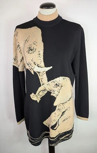 St. John Collection schwarz hellbraun Elefantenmuster Santana Strick Pullover Kleid Petite - Bild 1 von 6
