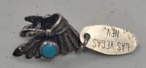 Vintage Sterling Silver Las Vegas Nevada Turquoise Headdress Charm - Picture 1 of 4