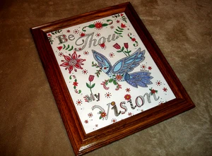 Stampa artistica incorniciata colorata a mano "Be Thou My Vision" con disegno uccellino e floreale 8x10 - Foto 1 di 15
