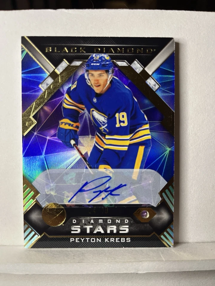 2022-23 Black Diamond Peyton Krebs Diamond Stars Auto Purple /10  - Image 1 of 2