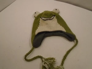 Nepal 100% Wool Frog Winter knit Hat Fleece Lined, Teen/adult  Unisex, One Size - Picture 1 of 3