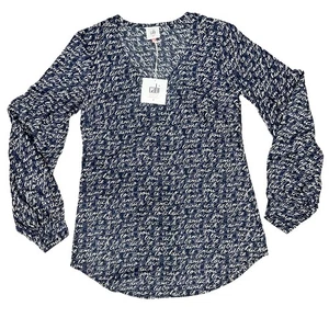 CAbi blau weiß lila Love Amore Ballonärmel Te Amo Bluse Gr. XS NEU Etikett - Bild 1 von 12
