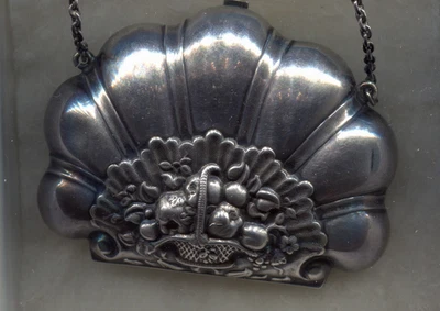 BOLSO CAMBIO PLATA ESTERLINA WHITING ART NOUVEAU REPUJADO "CESTA DE FRUTAS" C1900 Foto 1 de 4