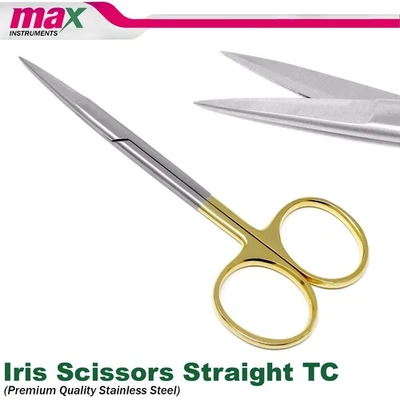 NEW GERMAN TC Iris Scissors 4.5" Straight Surgical Dental Surgery Instruments - Image 1 of 3