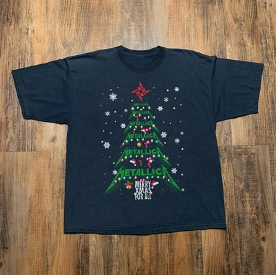 Camiseta Metallica Árbol de Navidad Feliz Navidad Negra Unisex Talla S-5XL Foto 1 de 4