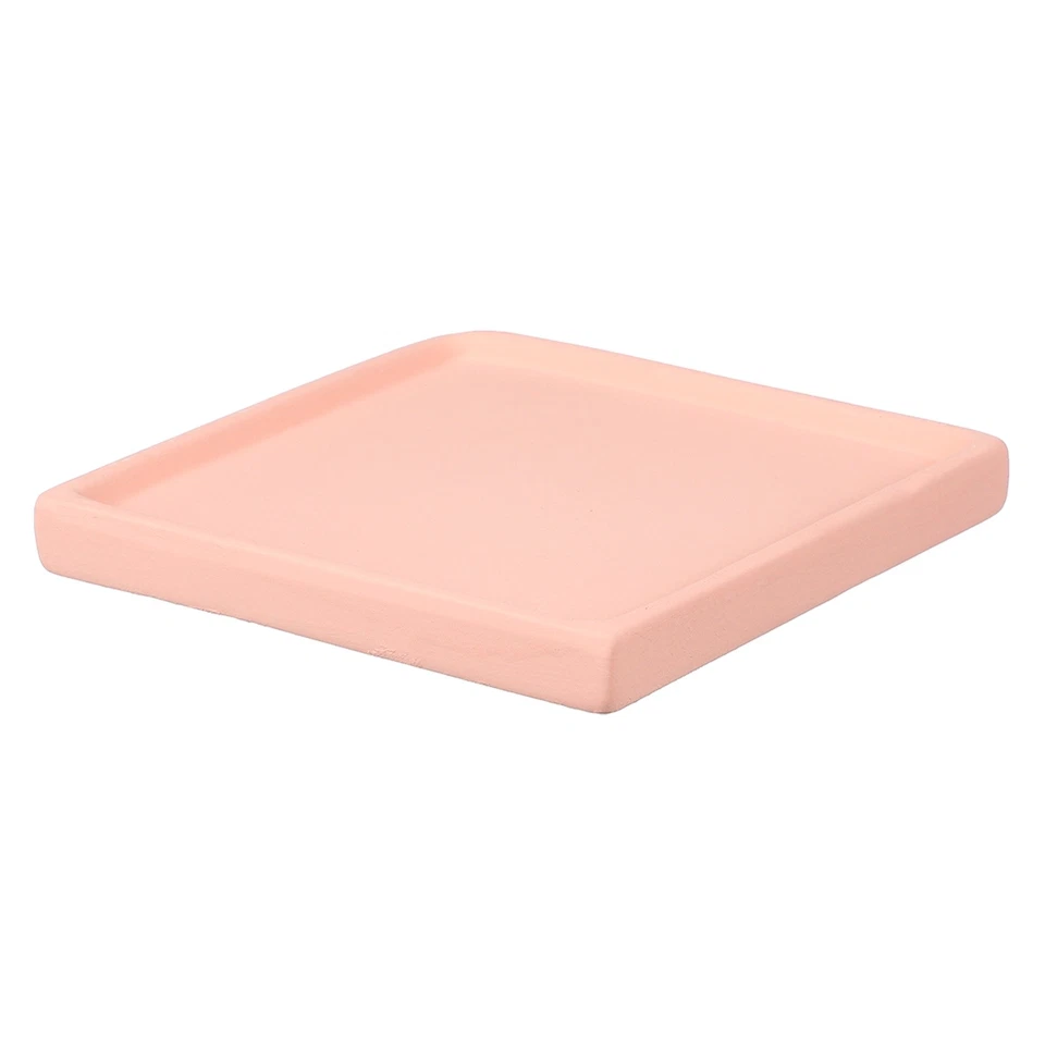 4.3 Inch Square Ceramic Plant Saucers, Pink - Image 1 of 4