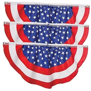 July 4th American Flag Banner Bunting Half Fan Patriotic Porch Garland - Picture 1 of 7