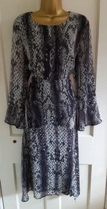 Mint Velvet Grey Snakeskin Pattern Assymetric Hem Long Midi Dress Size 16 - Picture 1 of 16