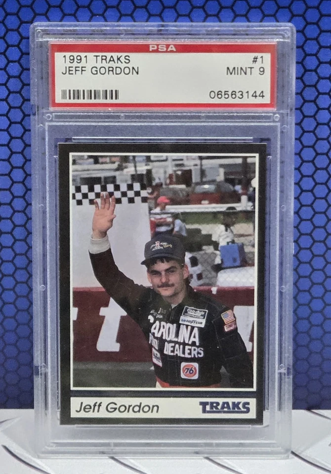 Tarjeta de novato Traks Jeff Gordon 1991 NASCAR #1 PSA 9 (como nueva) Foto 1 de 2