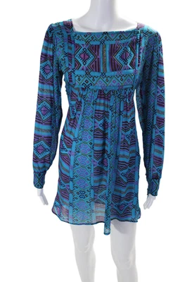 Vestido Jill Stuart Mujer Seda Estampado Geométrico Azul Multicolor Talla Pequeña Foto 1 de 4