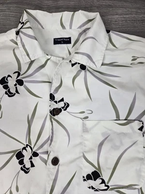 Tropical Storm Shirt Mens Large Ivory Hawaiian Floral Print - Image 1 of 4