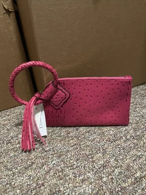 Pulseira/embreagem de couro vegano Virago Collection em Fuschia - Nova com etiquetas - Imagem 1 de 4