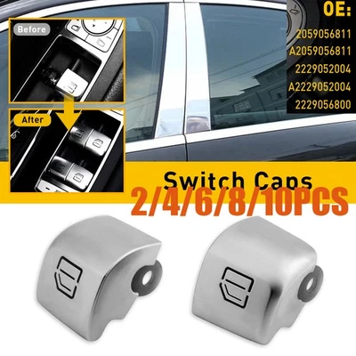 Interruptor de ventana plateado para Mercedes Benz Clase S W222 14-20 tapa botón reparación2-10x Foto 1 de 4