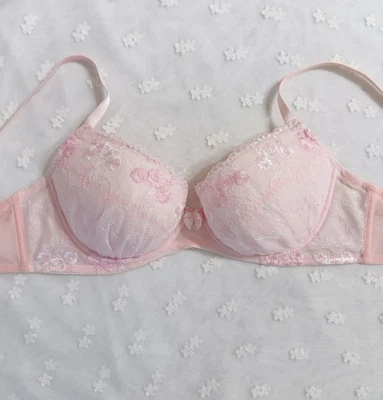 Sujetador bordado floral rosa estilo vintage marca japonesa US-34C/JP-D75 Foto 1 de 4