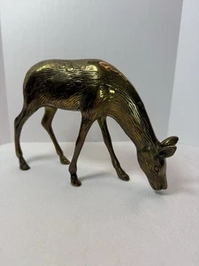 Vintage Messing Hirsch Reh Ralph Lauren Stil Jagd Weihnachten Landhaus schwer 6”Hx 8”L - Bild 1 von 9